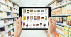 tablette avec des images produits